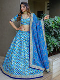 Incredible Blue Sequins Work Art Silk Sangeet Wear Lehenga Choli - Zeel Clothing