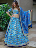 Incredible Blue Sequins Work Art Silk Sangeet Wear Lehenga Choli - Zeel Clothing