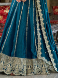 Incredible Blue Thread Embroidered Silk Wedding Lehenga Choli - Zeel Clothing
