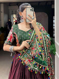 Incredible Brown Gamthi Work Dola Silk Lehenga Choli - Zeel Clothing