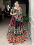 Incredible Brown Gamthi Work Dola Silk Lehenga Choli - Zeel Clothing