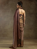 Incredible Brown Satin Event Wear Pre-Stitched Saree With Blouse - Zeel Clothing