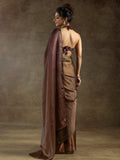 Incredible Brown Satin Event Wear Pre-Stitched Saree With Blouse - Zeel Clothing