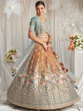 Incredible Brown Sequins Tissue Silk Reception Wear Lehenga Choli - Zeel Clothing