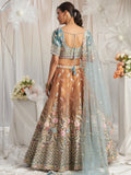Incredible Brown Sequins Tissue Silk Reception Wear Lehenga Choli - Zeel Clothing