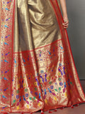 Incredible Brown Zari Weaving Banarasi Silk Festive Wear Saree - Zeel Clothing