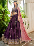 Incredible Burgundy Sequins Embroidered Tissue Lehenga Choli - Zeel Clothing