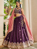 Incredible Burgundy Sequins Embroidered Tissue Lehenga Choli - Zeel Clothing