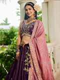 Incredible Burgundy Sequins Embroidered Tissue Lehenga Choli - Zeel Clothing