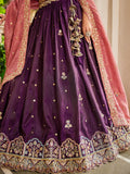 Incredible Burgundy Sequins Embroidered Tissue Lehenga Choli - Zeel Clothing