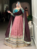 Incredible Dusty Pink Thread Work Silk Enagament Wear Lehenga Choli - Zeel Clothing
