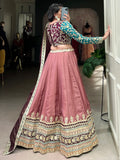 Incredible Dusty Pink Thread Work Silk Enagament Wear Lehenga Choli - Zeel Clothing