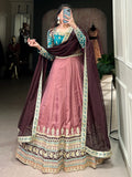 Incredible Dusty Pink Thread Work Silk Enagament Wear Lehenga Choli - Zeel Clothing