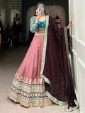 Incredible Dusty Pink Thread Work Silk Enagament Wear Lehenga Choli - Zeel Clothing