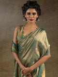 Incredible Green Border Work Satin Party Wear Pre-Stitched Saree With Blouse - Zeel Clothing
