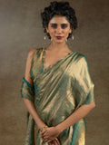 Incredible Green Border Work Satin Party Wear Pre-Stitched Saree With Blouse - Zeel Clothing