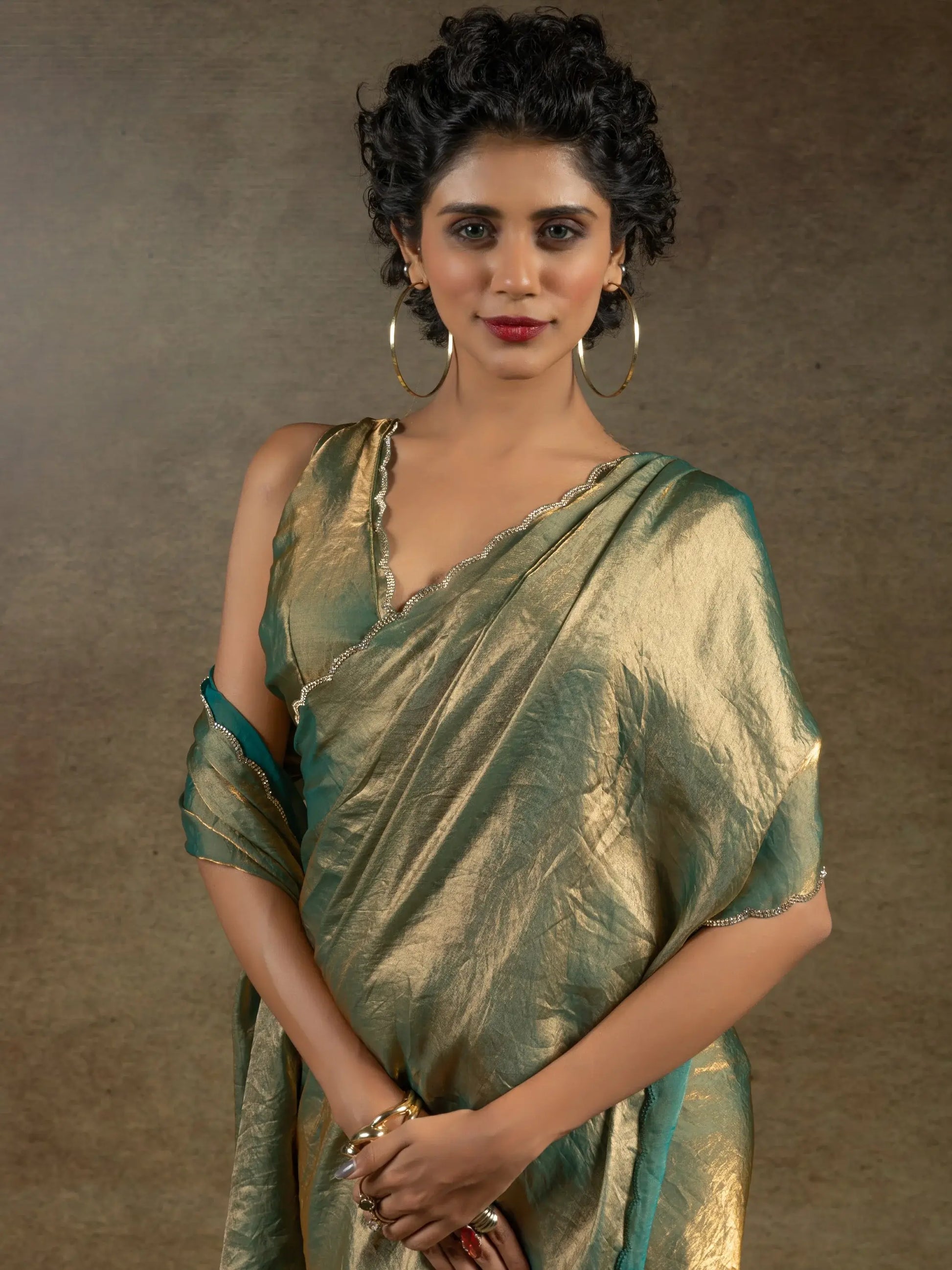 Incredible Green Border Work Satin Party Wear Pre-Stitched Saree With Blouse - Zeel Clothing