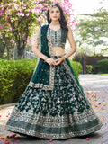 Incredible Green Ceremonial Wear Zari Embroidery Lehenga Choli With Dupatta - Zeel Clothing