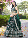 Incredible Green Ceremonial Wear Zari Embroidery Lehenga Choli With Dupatta - Zeel Clothing