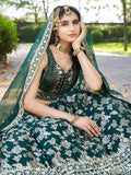 Incredible Green Ceremonial Wear Zari Embroidery Lehenga Choli With Dupatta - Zeel Clothing