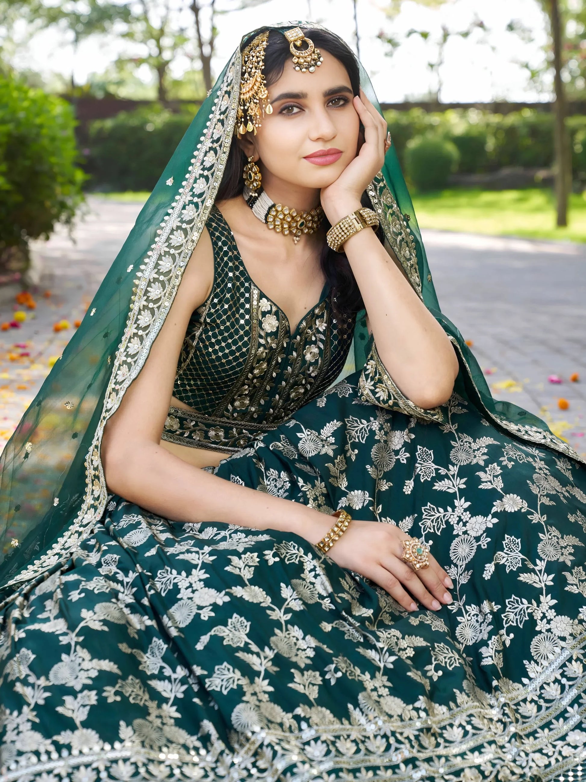 Incredible Green Ceremonial Wear Zari Embroidery Lehenga Choli With Dupatta - Zeel Clothing