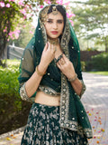 Incredible Green Ceremonial Wear Zari Embroidery Lehenga Choli With Dupatta - Zeel Clothing