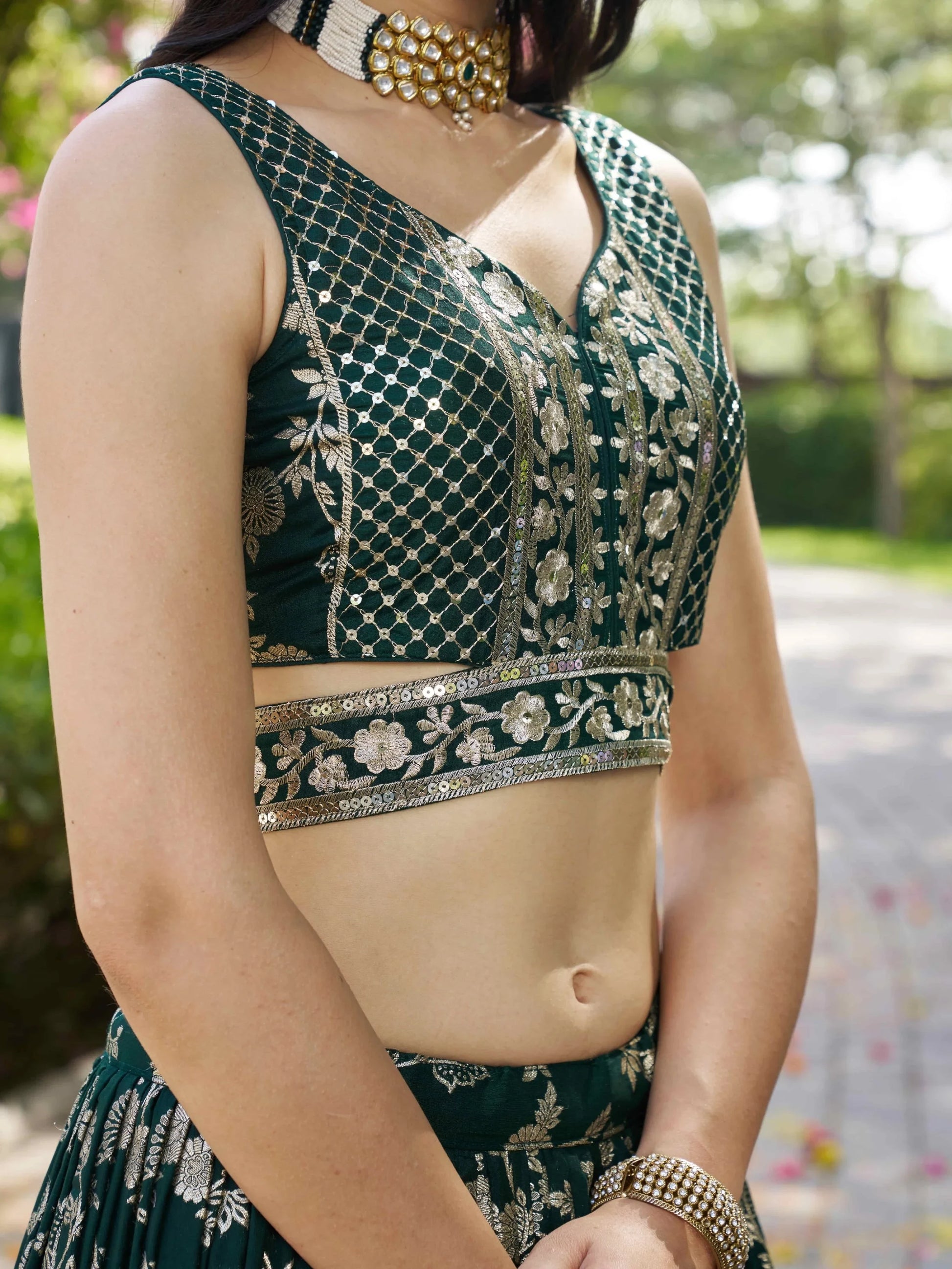 Incredible Green Ceremonial Wear Zari Embroidery Lehenga Choli With Dupatta - Zeel Clothing