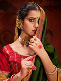 Incredible Green Heavy Lace Work Silk Event Wear Saree With Blouse - Zeel Clothing