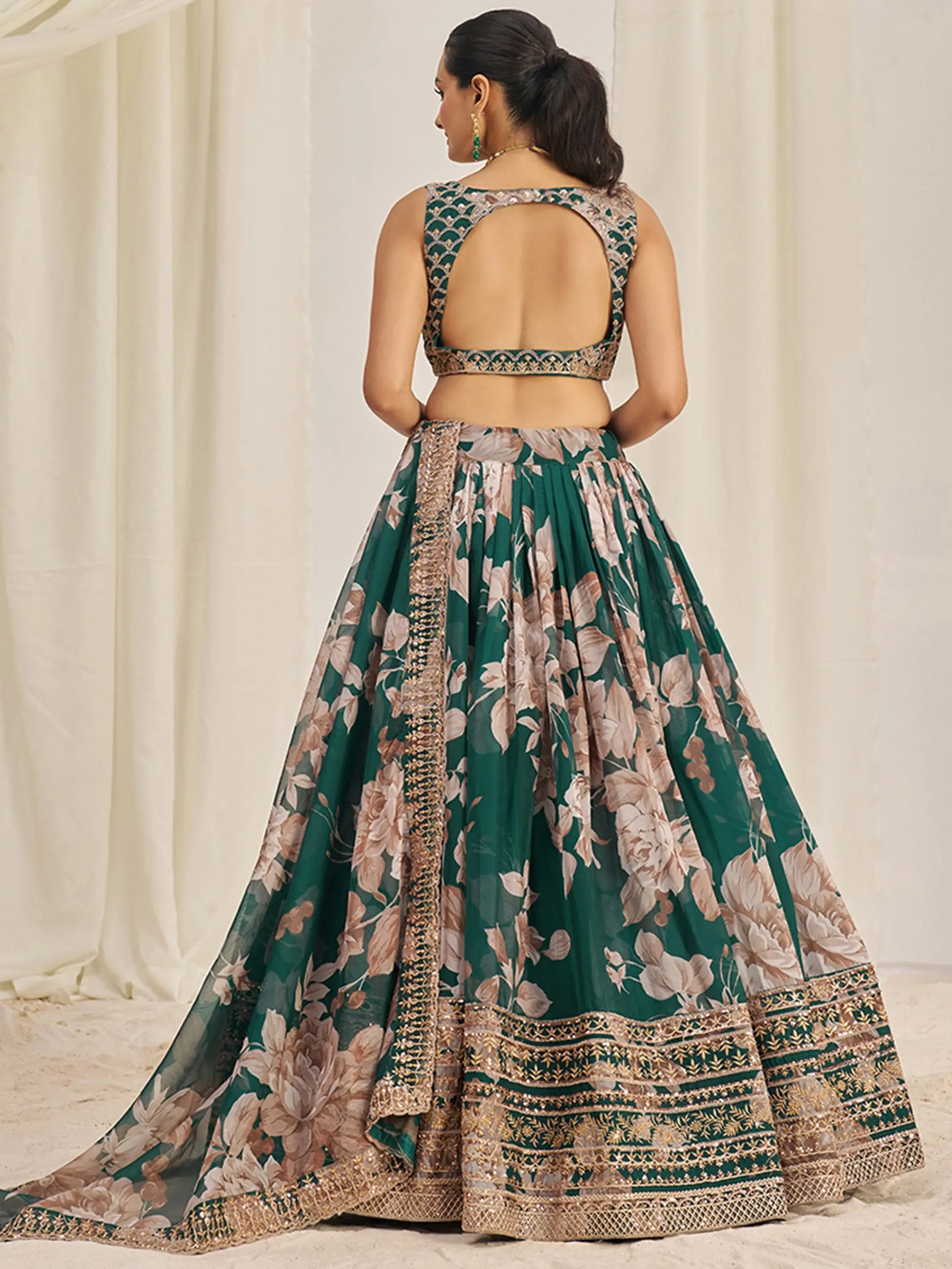 Incredible Green Sequins Organza Mehendi Wear Lehenga Choli - Zeel Clothing