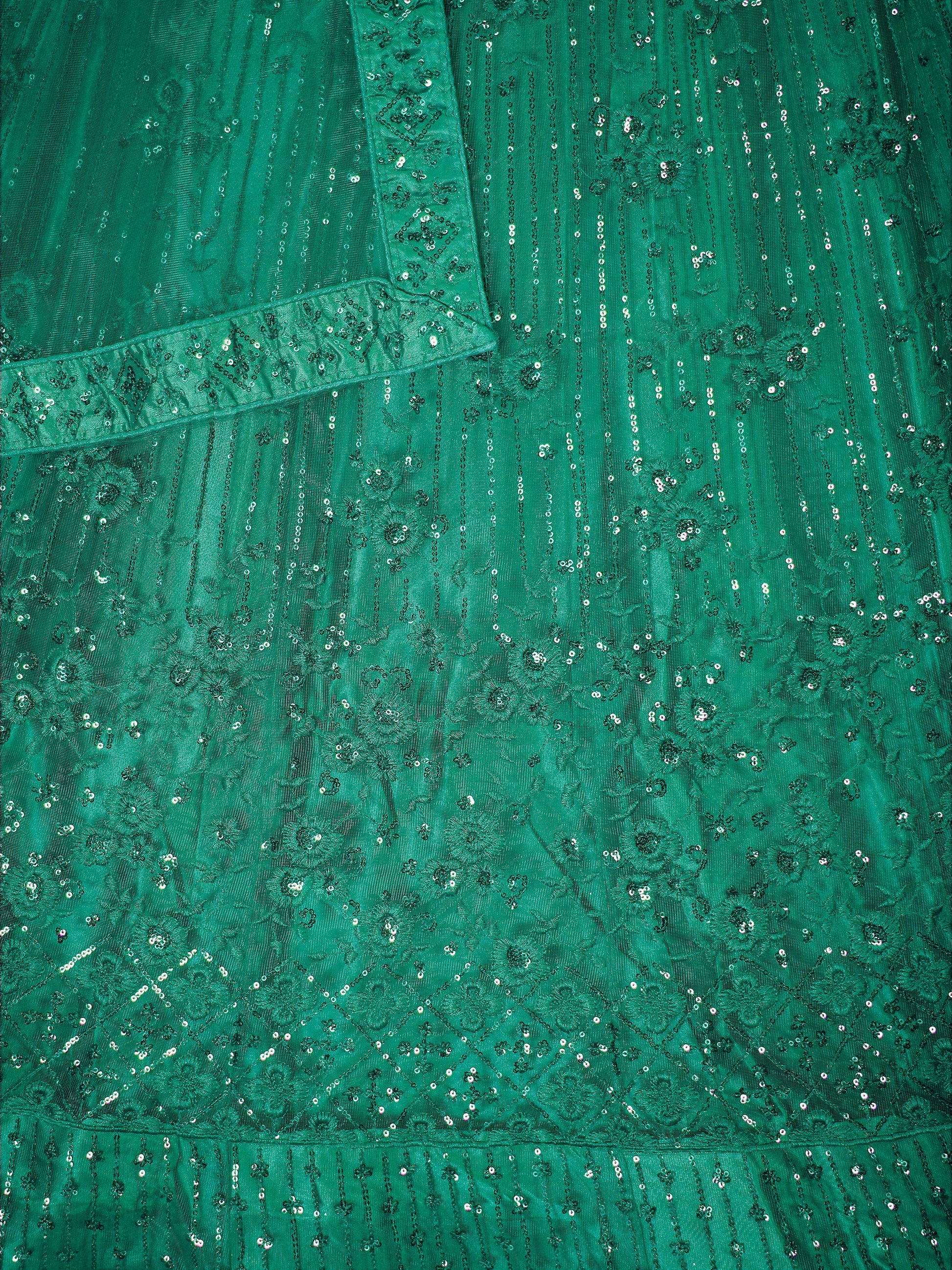Incredible Green Thread Work Net Mehendi Wear Lehenga Choli With Dupatta - Zeel Clothing