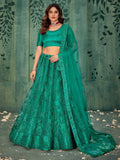 Incredible Green Thread Work Net Mehendi Wear Lehenga Choli With Dupatta - Zeel Clothing