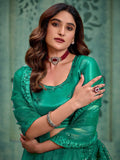Incredible Green Thread Work Net Mehendi Wear Lehenga Choli With Dupatta - Zeel Clothing