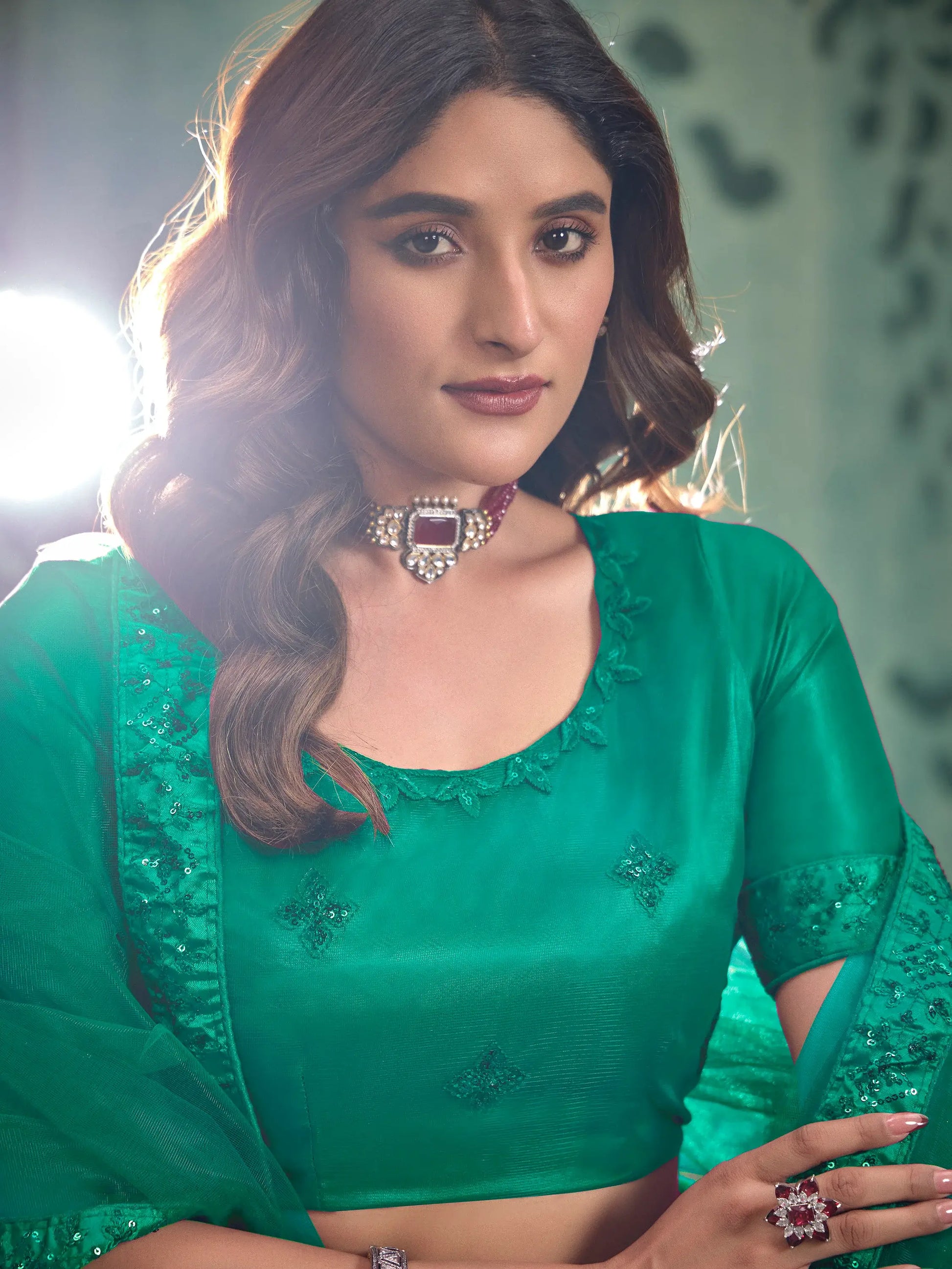 Incredible Green Thread Work Net Mehendi Wear Lehenga Choli With Dupatta - Zeel Clothing