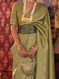 Incredible Green Zari Woven Silk Event Wear Saree With Blouse - Zeel Clothing