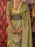 Incredible Green Zari Woven Silk Event Wear Saree With Blouse - Zeel Clothing