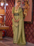 Incredible Green Zari Woven Silk Event Wear Saree With Blouse - Zeel Clothing