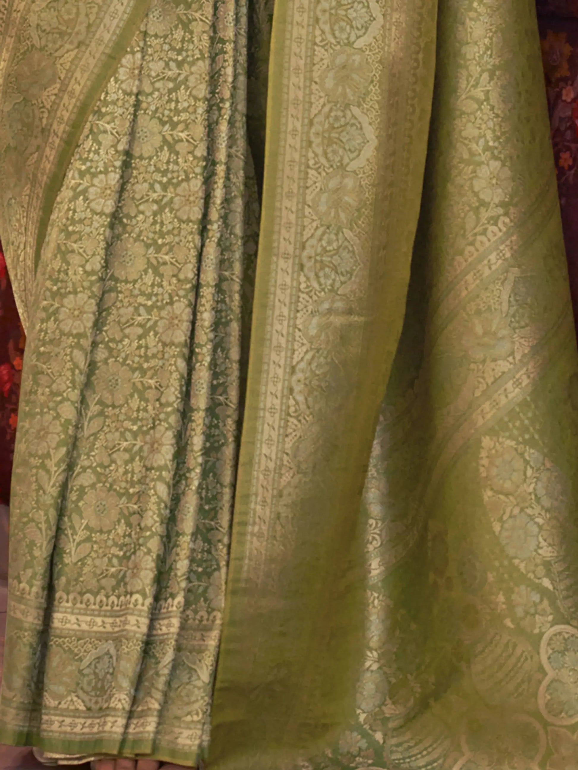Incredible Green Zari Woven Silk Event Wear Saree With Blouse - Zeel Clothing