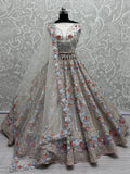 Incredible Grey Sequins Net Reception Wear Lehenga Choli With Dupatta - Zeel Clothing