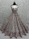 Incredible Grey Sequins Net Reception Wear Lehenga Choli With Dupatta - Zeel Clothing