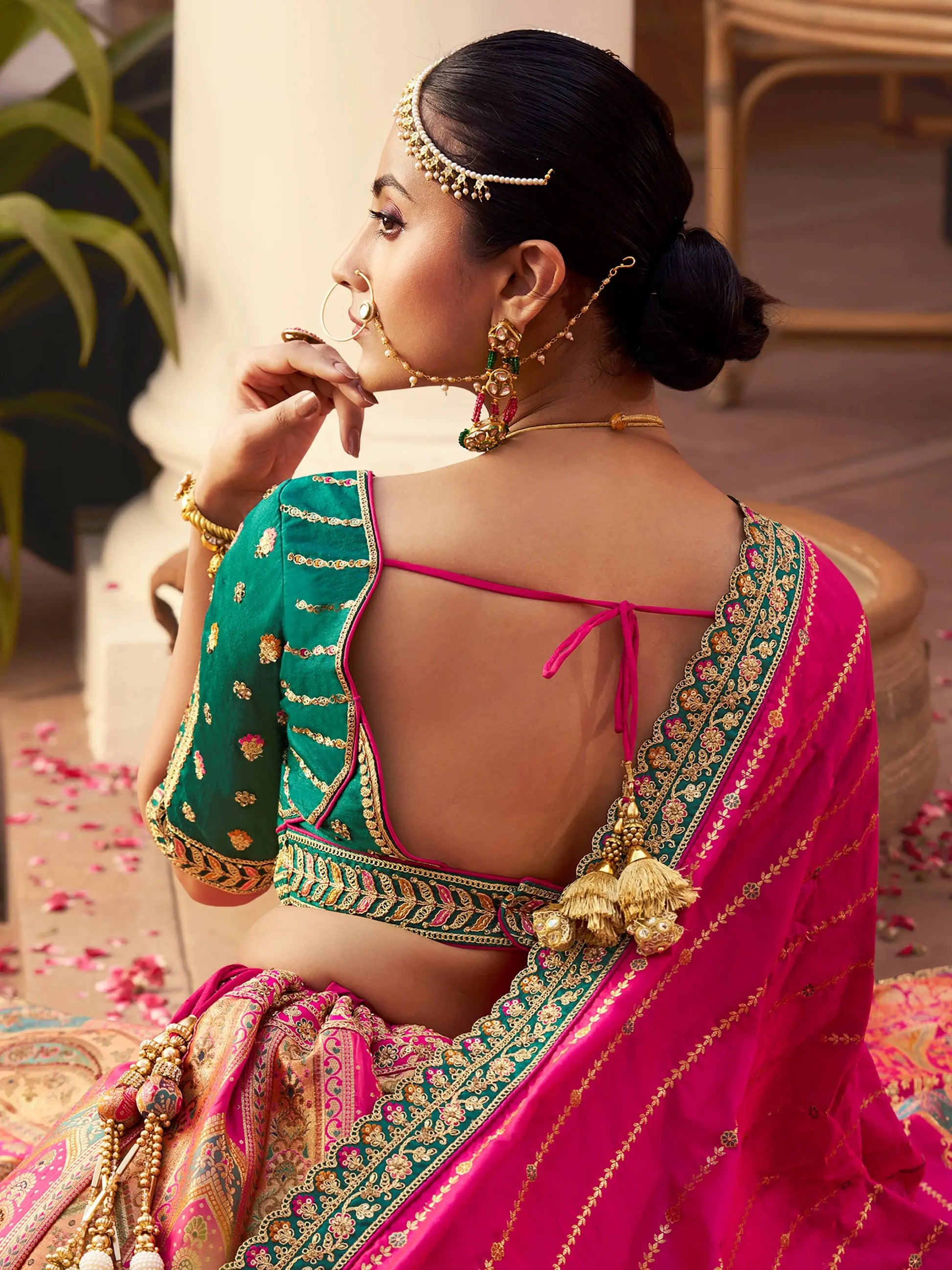 Incredible Hot Pink Heavy Embroidered Banarasi Silk Bridal Lehenga Choli With Dupatta - Zeel Clothing