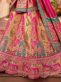 Incredible Hot Pink Heavy Embroidered Banarasi Silk Bridal Lehenga Choli With Dupatta - Zeel Clothing