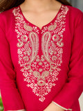 Incredible Hot Pink Thread Embroidery Viscose Wedding Wear Pant Suit - Zeel Clothing