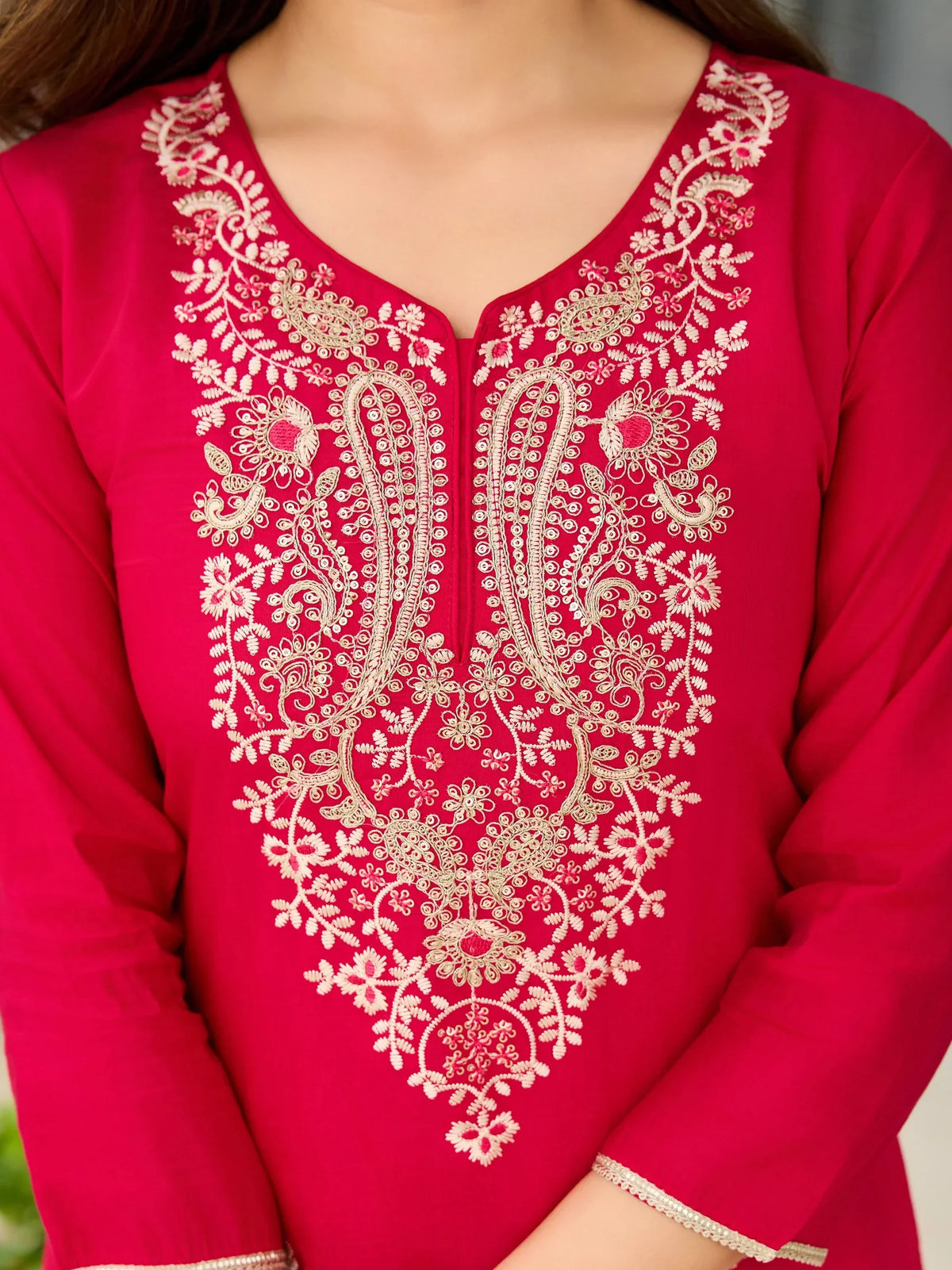 Incredible Hot Pink Thread Embroidery Viscose Wedding Wear Pant Suit - Zeel Clothing