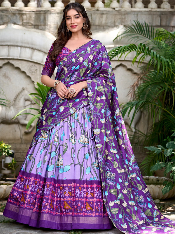 Incredible Lavender Patola Printed Silk Traditional Lehenga Choli - Zeel Clothing