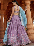 Incredible Lavender Sequins Embroidered Georgette Wedding Lehenga Choli - Zeel Clothing
