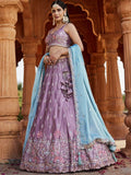 Incredible Lavender Sequins Embroidered Georgette Wedding Lehenga Choli - Zeel Clothing