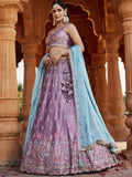 Incredible Lavender Sequins Embroidered Georgette Wedding Lehenga Choli - Zeel Clothing