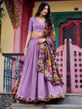 Incredible Lavender Thread Work Silk Festival Wear Lehenga Choli - Zeel Clothing
