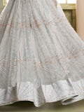 Incredible Light Grey Sequins Net Reception Wear Lehenga Choli - Zeel Clothing