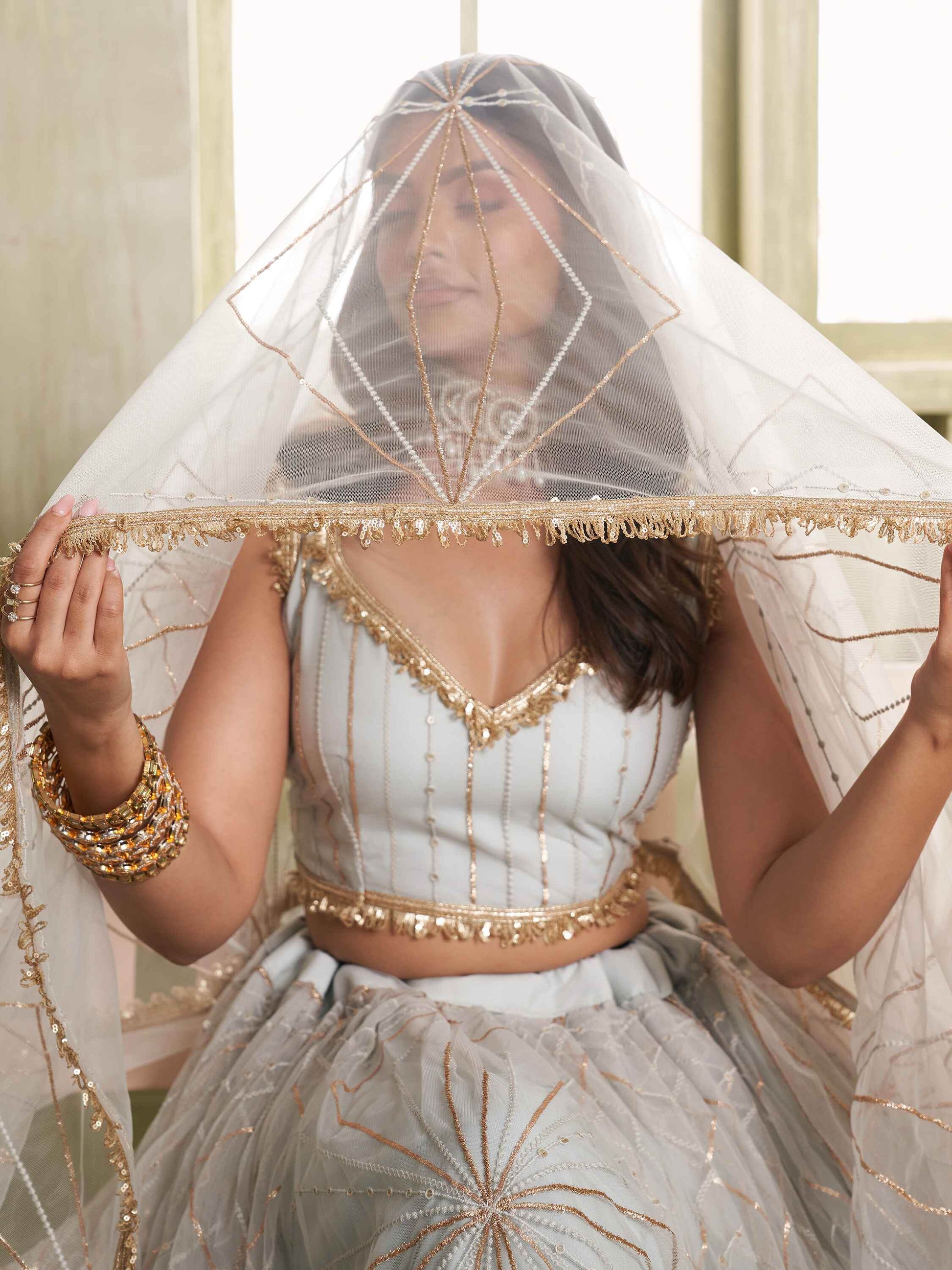 Incredible Light Grey Sequins Net Reception Wear Lehenga Choli - Zeel Clothing